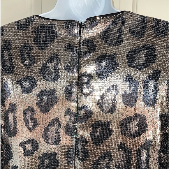Nicole Miller Lizzie Sequin Sheath Midi Dress. Leopard Brown. Size 8. NWT! - Picture 9 of 11